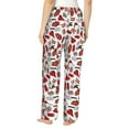 thumbnail image 3 of Uemuo Red Food Pattern Women's Wide Leg Palazzo Lounge Pants with Pockets Light Weight Loose Comfy Casual Pajama Pants-Small, 3 of 9