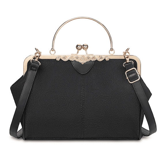 SENDEFN Handbag for Women Shoulder Bag Kiss Lock Medium Top Handle Satchel Purse Retro Crossbody Bag