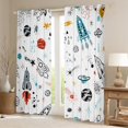 thumbnail image 2 of Galaxy Blackout Curtains Outer Space Curtains Universe Themed Window Curtains Cute Cartoon Rocket Print Bedroom Curtains Universe Decor for Teens Planet Curtains,2 Panels 42"Wx63"L, 2 of 5