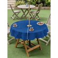 thumbnail image 5 of Outdoor Tablecloth with Umbrella Hole Zipper Farmhouse Solid Blue Round Tablecloth 60" Waterproof Outside Table Cloth Boho Vintage Country Woven Texture Patio Table Cover Tablecloths for Picnic Party, 5 of 8