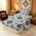 thumbnail image 2 of Manfei Tribal Geometric Diamond Twin Sheets, Vintage Cross Bedding, Black White Gray, Gray Reversible 3-Piece1 Flat Sheet + 1 Fitted Sheet + 1 Pillowcase, 2 of 6