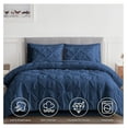 thumbnail image 2 of TiaGOC King Comforter Set - 7 Pieces Pintuck Bed in A Bag King - Comforters King Size - Comforter Set with Sheets, Comforter, Flat Sheet, Fitted Sheet and Pillowcases & Shams, Navy, 2 of 6