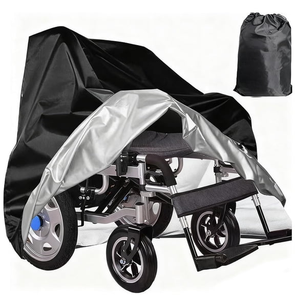 ZWHong Wheelchair Dust Cover, 100x100x75cm Waterproof Electric Wheelchair Cover with Storage Bag, All-Weather Dustproof Mobility Scooter Cover for Outdoor, Universal Fit with Drawstring, Black