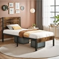 thumbnail image 6 of Lifezone Twin Bed Frame with Rustic Vintage Wood Headboard and Footboard,Metal Support,Rustic Brown, 6 of 7
