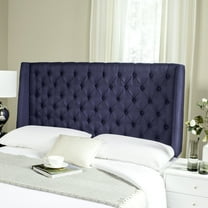 SAFAVIEH London Retro Winged Tufted Headboard with Flat Nail Heads, Twin, Navy