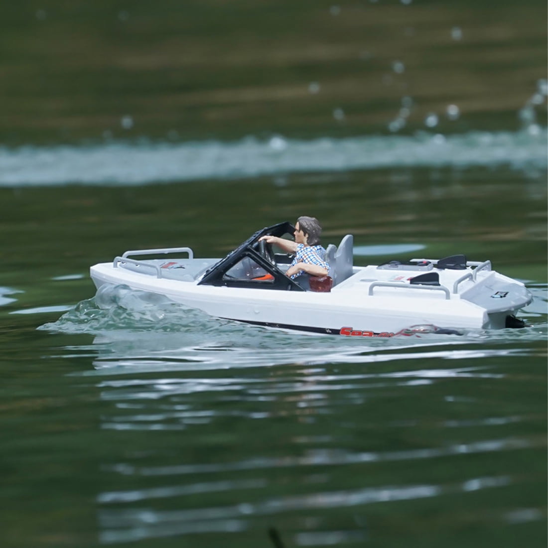 1/12 High Speed RC Jet Boat, Brushless Motor Watercraft Electric Remote Control Boat with Safe Internal Propeller, 2.4GHz 50m Range, Long Endurance Summer Water Toy (White)