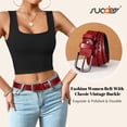 thumbnail image 2 of SUOSDEY Women Hollow Genuine Leather Belts with Pin Buckle,Fashion Casual Waist Belt for Jeans Dress Pants, 2 of 6