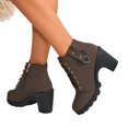 thumbnail image 4 of Round Toe Lace Up Ankle Booties With Side Zipper Womens Block Heel Platform Winter Footwear, 4 of 8