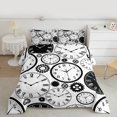thumbnail image 2 of Manfei Cartoon Clock Full Size Comforter Sets, White Black Geometric Stripes Bedding Comforter Set, Teen Kid Child Reversible Bedding Sets, Super Cozy Room Decor, 3-Piece, 2 of 8
