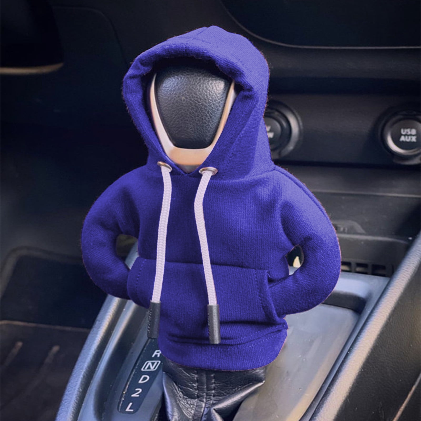 Funny Car Gear Knob Hoodie Cover - Sweater Style Shifter Cover For Manual/Auto Cars (Blue) - Pack Of 2