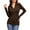 Coffee, variant on Women's Long Sleeve Polo V Neck T Shirts Fall Ribbed Knit Slim Fitted Collared Tops, Black XL