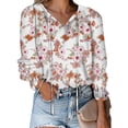 thumbnail image 1 of Camiseta de mujer Camiseta con estampado floral Camiseta de manga larga Camiseta informal con cuello en V para uso diario, 1 of 2