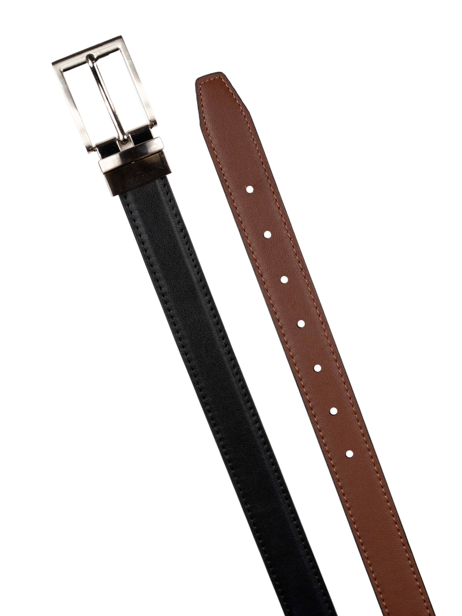 Wonder Nation Boys Twist Reversible Belt, Black & Cognac, Size S-L