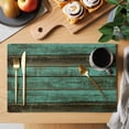 thumbnail image 2 of Rustic Wooden Placemats Set&nbsp;of&nbsp;12 Retro Farmhouse Country Turquoise Plank Heat Insulation Washable Place Mats, Rustic Non-Slip Table Mats for Dining Table Party Kitchen Decor,13x19 Inch, 2 of 9