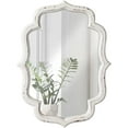 thumbnail image 2 of Sintosin Vintage Scalloped Wall Mirror Decorative 16" x 12", Hanging Rustic Distressed White Bathroom Mirrors for Vanity, Farmhouse Wood Quatrefoil..., 2 of 7