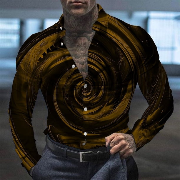Las camisas de otoño más nuevas para hombres camisas sociales de lujo de manga larga con calavera 3D camisetas de gran tamaño con solapa camisetas para hombre ropa de otoño