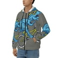 thumbnail image 3 of Kdxio Fun Riding Dinosaur Print Men Hoodies Casual Hoodies for Men with Zip Pockets Full Zip Long Sleeve Sweatshirt Sports Hooded Jacket-Small, 3 of 5