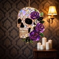 thumbnail image 4 of STIJGGN Halloween Skull Purple Rose Stained Acrylic Suncatcher, Gothic Floral Prism Window Hanging Ornament, Spooky Halloween Light Catcher, Fall Home Wall Decor Gift, 4 of 4