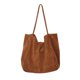 thumbnail image 1 of Bolso de pana retro de color liso, de gran capacidad, estilo literario, sencillo, informal, para compras (marrón), 1 of 8