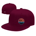 thumbnail image 4 of DouZhe Flat Brim Cap Snapback Chapeau, Été Plage Coucher de Soleil Palmiers Imprime Réglable Rouge Adulte Baseball Cap, 4 of 6