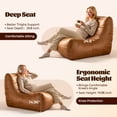 thumbnail image 5 of Toject Giant Bean Bag Chair, Faux Leather Memory Foam Floor Sofa for Adults, Ergonomic Back Support, No Assembly Needed, Lightweight Lounger for Living Room Bedroom Dorm Office, Black, 5 of 6