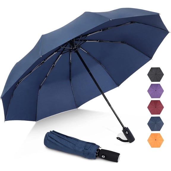 Travel Umbrella Compact - 10 Ribs Portable Collapsible Umbrellas for Rain Windproof - Paraguas Automatic Small Folding Umbrella Lightweight Packable Umbrella for Women Men