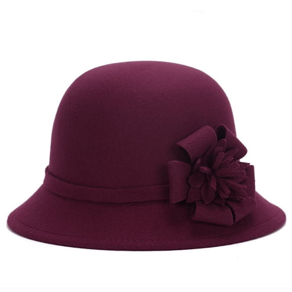 Womens Vintage Felt Hat Cloche Bucket Bowler Fedora Floppy Derby Cap Lightweight Warm Retro Fashion Hats Outdoor Travel 2026 Fall Winter Elegant Wool Blend Packable Hats, Wine