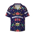 thumbnail image 4 of Uemuo Happy Mardi Gras Pattern Cotton Linen Short Sleeve Shirts,Casual Lightweight Button Down Shirts,Vacation Beach Summer Tops-X-Large, 4 of 7