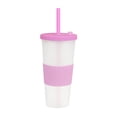 thumbnail image 2 of Vaso plástico de doble pared con acabado frosty, manga de silicón rosa 10 x 20.5, 2 of 3