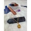 thumbnail image 5 of Acrylic Druzy Stone Faux Quartz Pendant Necklace - Geometric Round Charm Delicate Gold-Tone Chain, 5 of 11