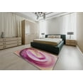 thumbnail image 5 of Ahgly Company Machine Washable Indoor Round Transitional Pink Daisy Pink Area Rugs, 5' Round, 5 of 7