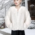 thumbnail image 6 of Womens Faux Fur Coat Long Sleeve Warm Winter Cropped Jacket (US, Alpha, Medium, Regular, Regular, Black), 6 of 7