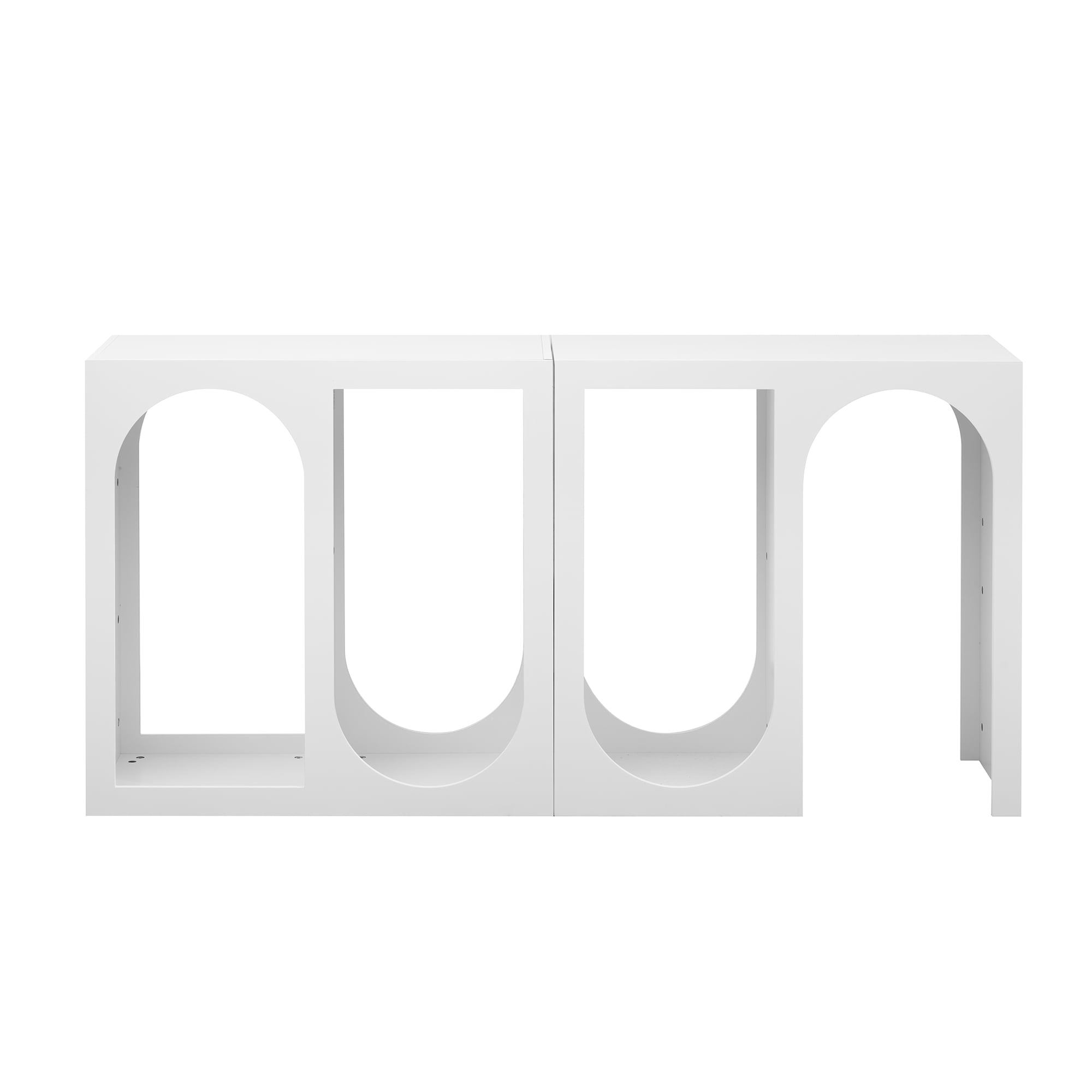 EUROCO 62.8" Longer Modular Console Table,Wood Entryway Table with Rectangular Exterior and Curved Interior Design for Customizable Arrangements,White