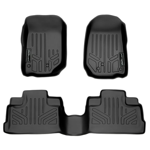 SMARTLINER 2 Rows Custom Fit Floor Liners Compatible with 2007 - 2010 Jeep Wrangler 4 Door and Unlimited (Gasoline)