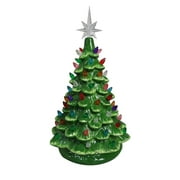 Christmas Is Forever Lighted Tabletop Ceramic Tree (11" Green Tree/Multi Color Lights)