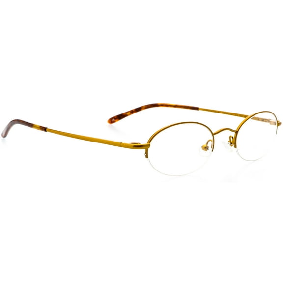 Optical Eyewear - Oval Shape, Metal Half Rim Frame - Prescription Eyeglasses RX, Bronze Antique Gold