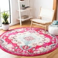 thumbnail image 2 of SAFAVIEH Madison Elinor Traditional Distressed Area Rug, Fuchsia/Light Blue, 6'7" x 6'7" Round, 2 of 8