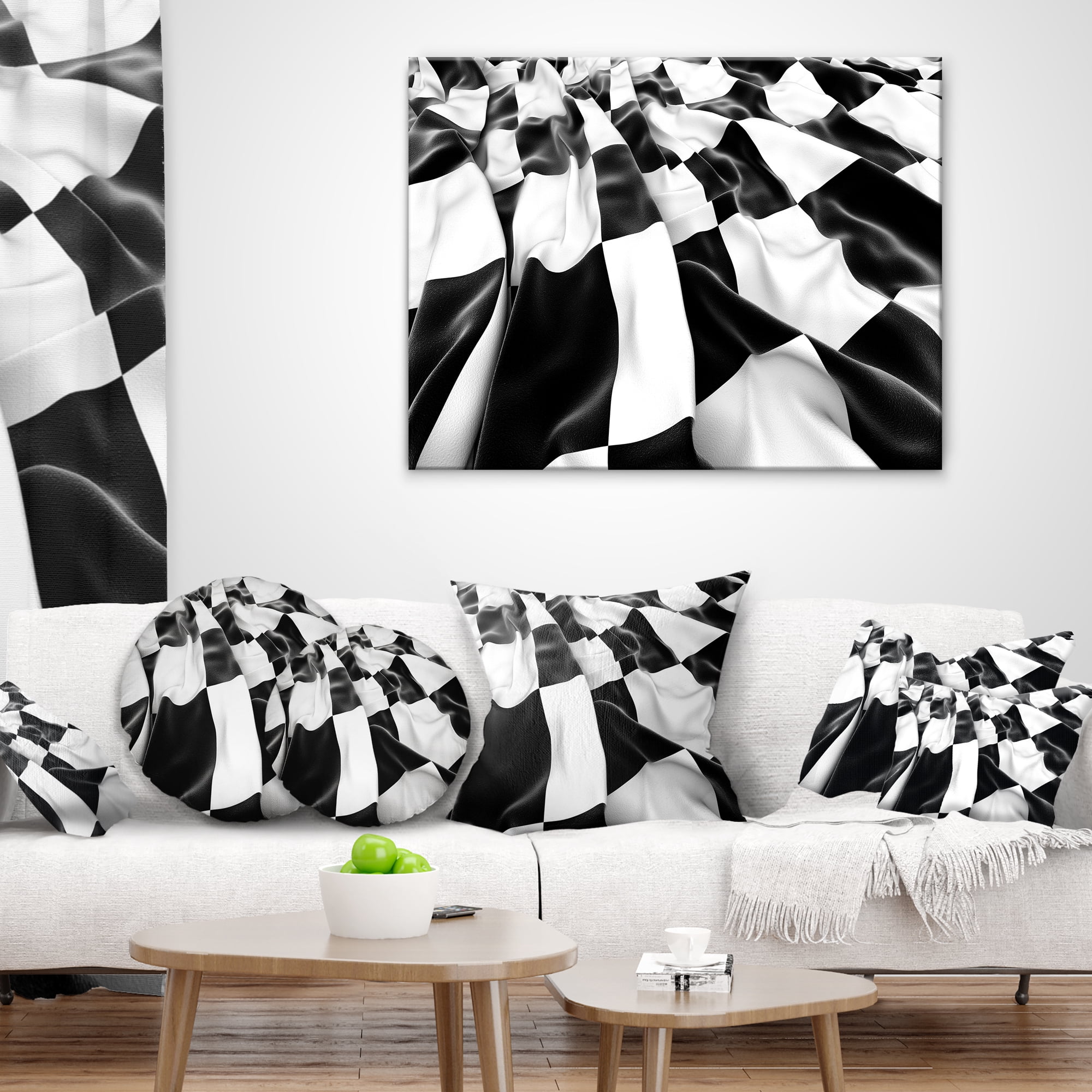 Designart 3D Checkered Flag - Abstract Throw Pillow - 18x18