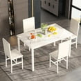 thumbnail image 3 of LinkRomat Dining Table Set for 4, Faux Marble Kitchen Table Set with 4 Leather Upholstered Chairs, 5 Piece Modern Dinette for Dining Room, 3 of 8
