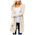 thumbnail image 2 of Fiaer Women'S Oversized Long Cardigan Sweaters With Hooded Pure Color Front Open Long Sleeve Casual Trendy Knit Tops With 2 Pockets Beige M, 2 of 8