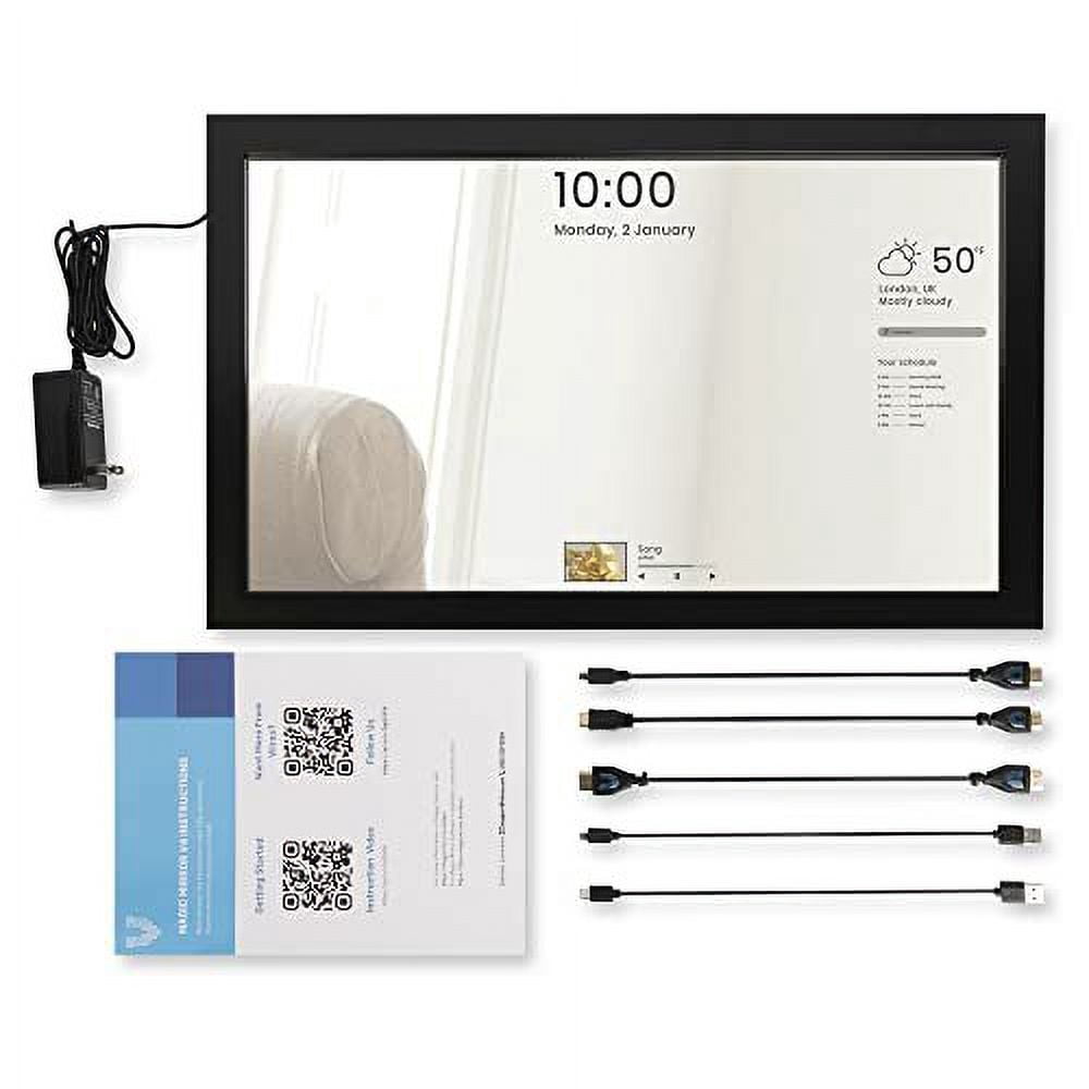 Vilros Magic Mirror V4-2 Way Mirror with Internal LCD Screen for Smart Mirrors Projects-Great for Raspberry Pi Black