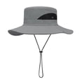 thumbnail image 2 of Sombrero de cubo, sombrero para el sol, gorras de playa, secado rápido, ala ancha, gorras de camping de verano, pesca gris claro, 2 of 9