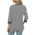 thumbnail image 4 of ZJXFGS Tops for Women Trendy Streetwear Shirts 3/4 Sleeve Tops for Women Fall Tees Womens Tops Concert Tops Womens Fall Shirts Boat Neck Tops for Women Gray XL, 4 of 6