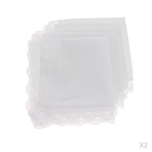 s de Blanco - Paquete de 10 - s de Encaje en Blanco para Boda, para Hombres Y Mujeres 23x25cm Sunnimix Pañuelo de algodón blanco