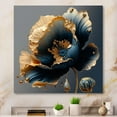 thumbnail image 2 of Designart Deep Blue And Gold Single Flower IV Canvas Wall Art, 2 of 5