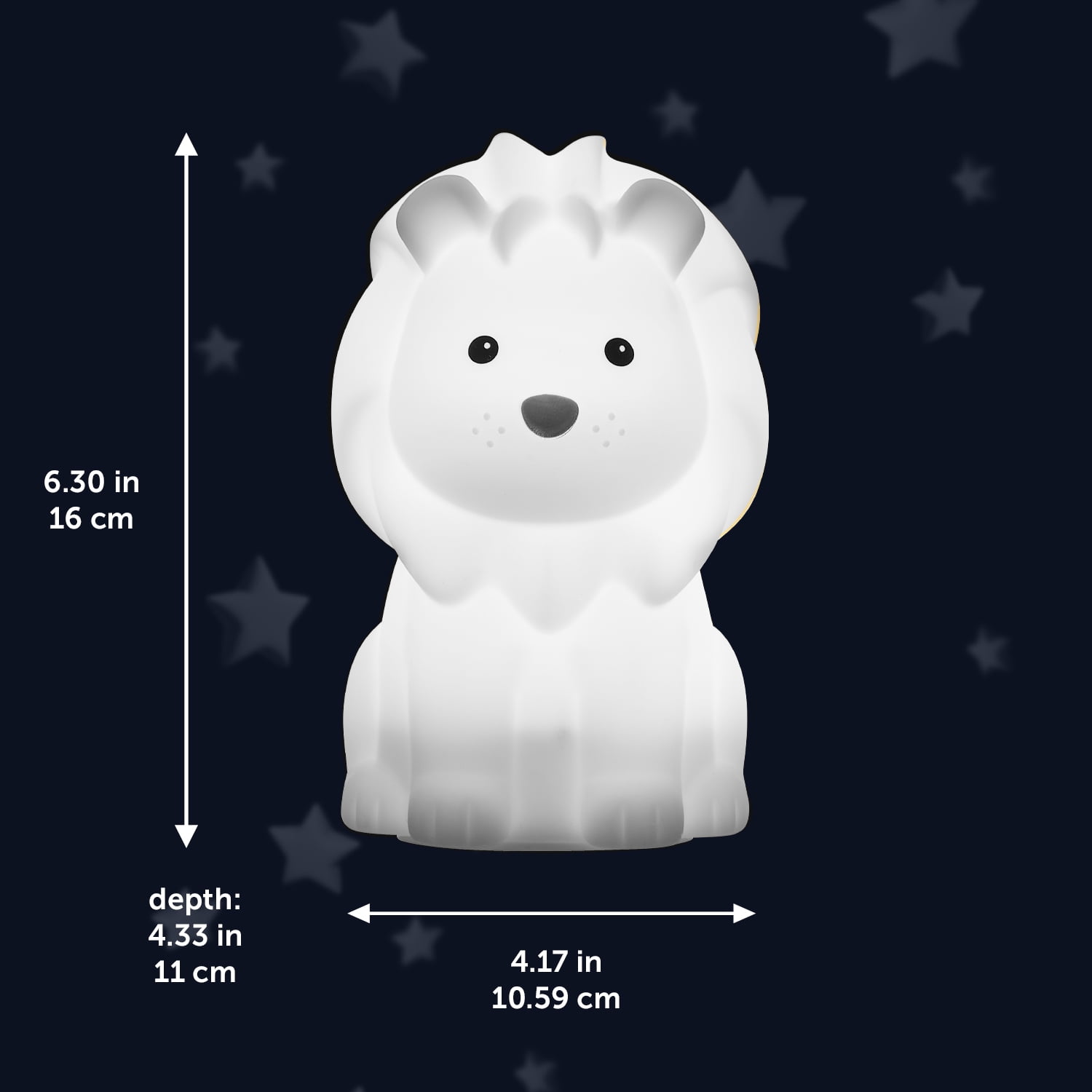 Globe Electric Lion 6" Color Changing LED Rechargeable Silicone Night Light Lamp, 91004703