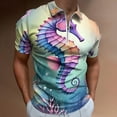 thumbnail image 2 of Seahorse Clown Fish Men Zipper T-shirt Summer Casual Short Sleeve T-shirt Top, 2 of 7