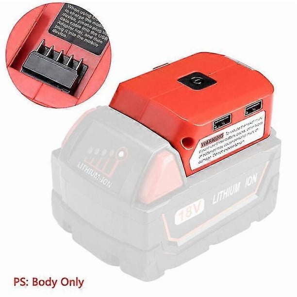 USB Charger Battery Adapter 18V Power With LED For Milwaukee 49-24-2371 M18