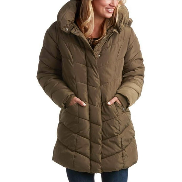Chaqueta acolchada Steve Madden, larga y pesada, color oliva para mujer