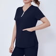 thumbnail image 4 of MLQIDK Scrub Sets for Woman Plus Size Nursing Uniforms Stretchy V Neck Scrub Pants and Tops Scrubs Medical Scrub Sets with Pockets Royal Blue M, 4 of 8